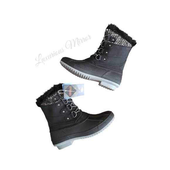 Khombu Kerigan Thermolite Cold Rated Waterproof Faux Fur Trim Lace Up Boots Sz 6 - Picture 4 of 12